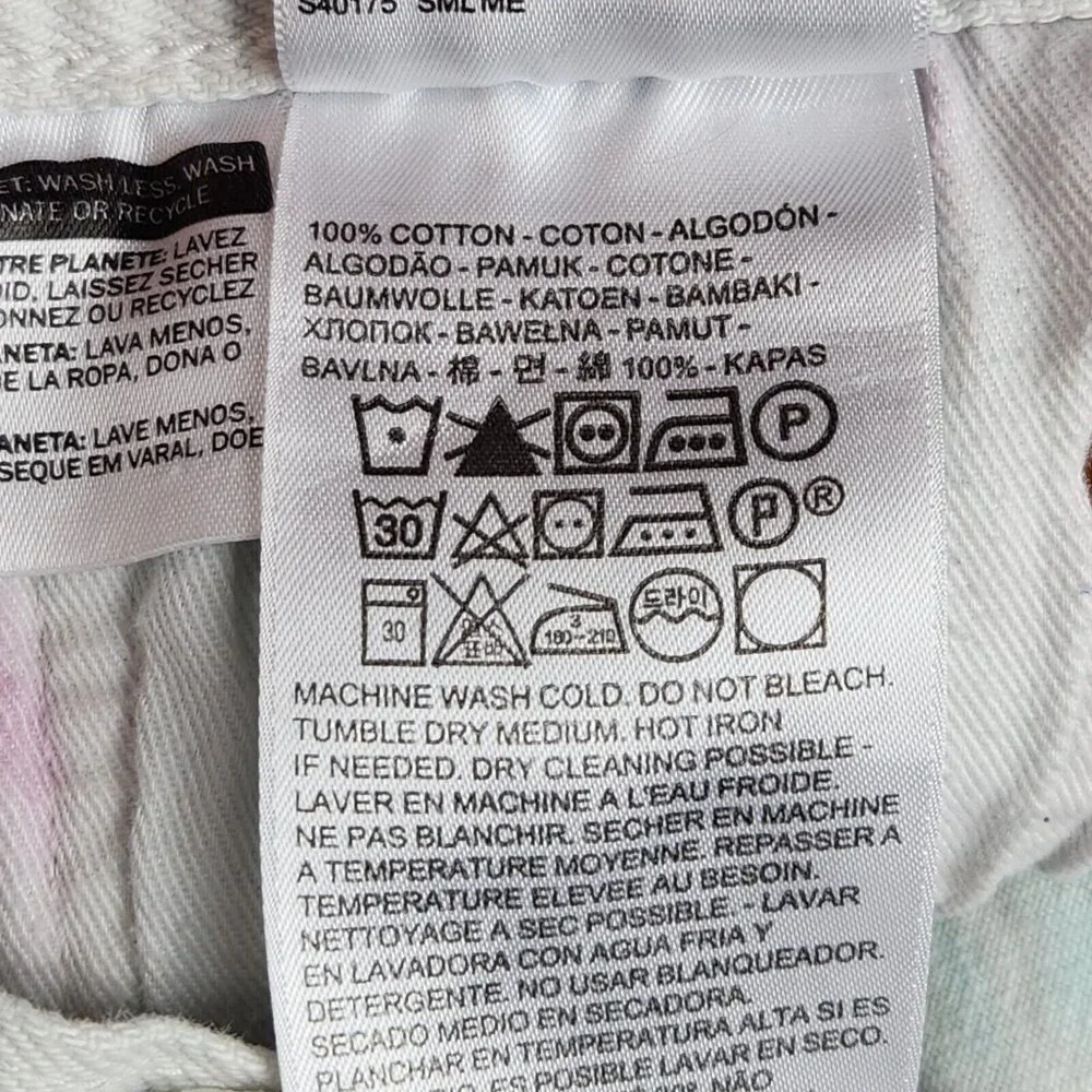 Levis Shorts Mens 30 White Pink Tie Dye 501 '93 Pride Button Fly Denim Cut Off